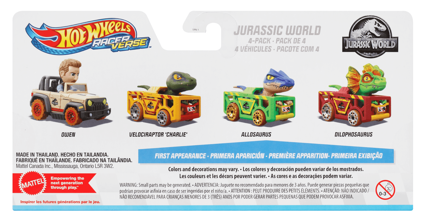 Hot Wheels Racerverse Coffret de 4V¨¦hicules M¨¦tal Jurassic World