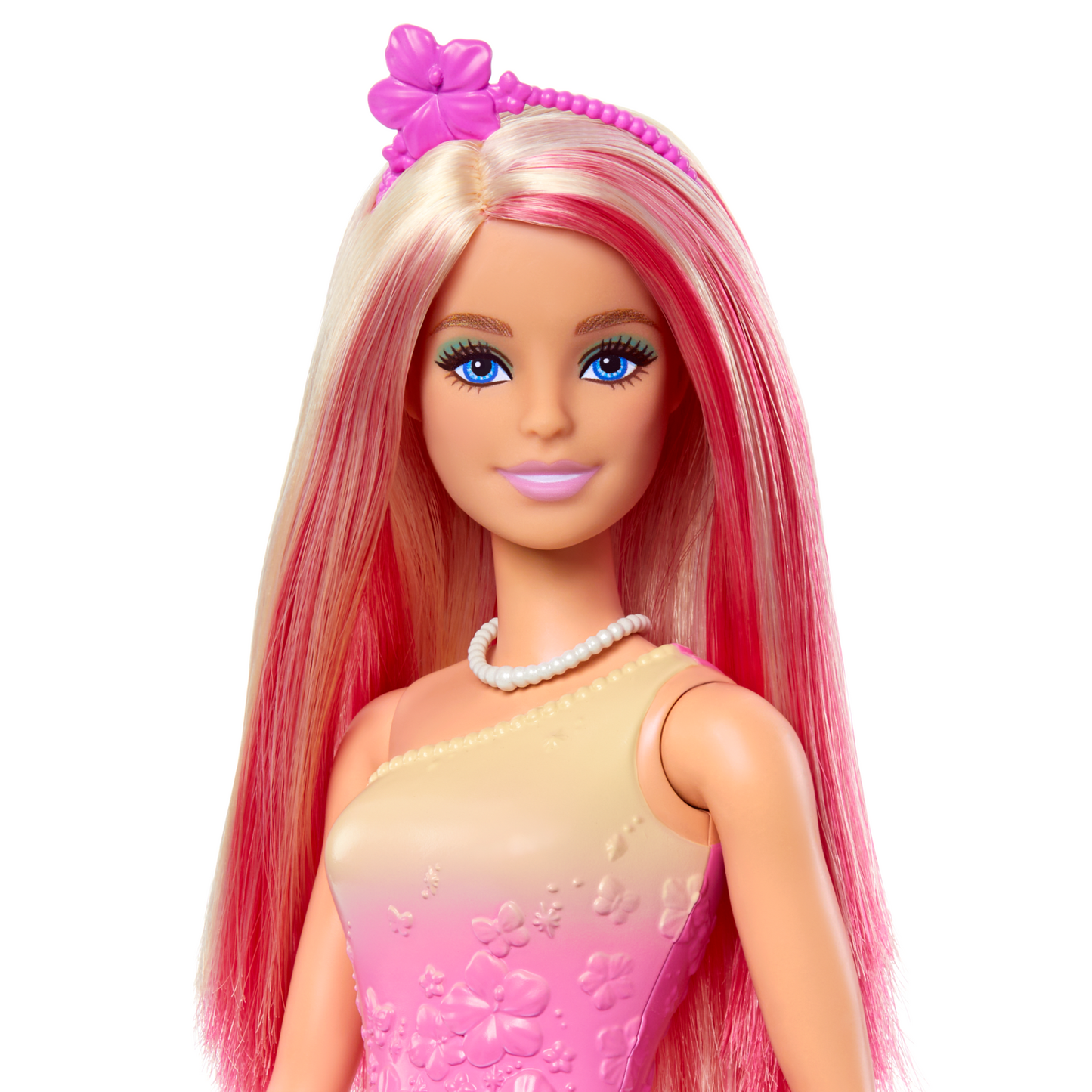 Poup¨¦e Barbie Royale Avec Cheveux Roses et Blonds, Jupe ¨¤ Imprim¨¦ de Papillons et Accessoires